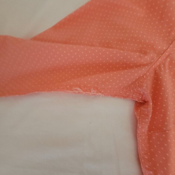 Polka Dot Long Sleeve Shirt Orange Peach Colored Blouse Size L - Picture 5 of 16